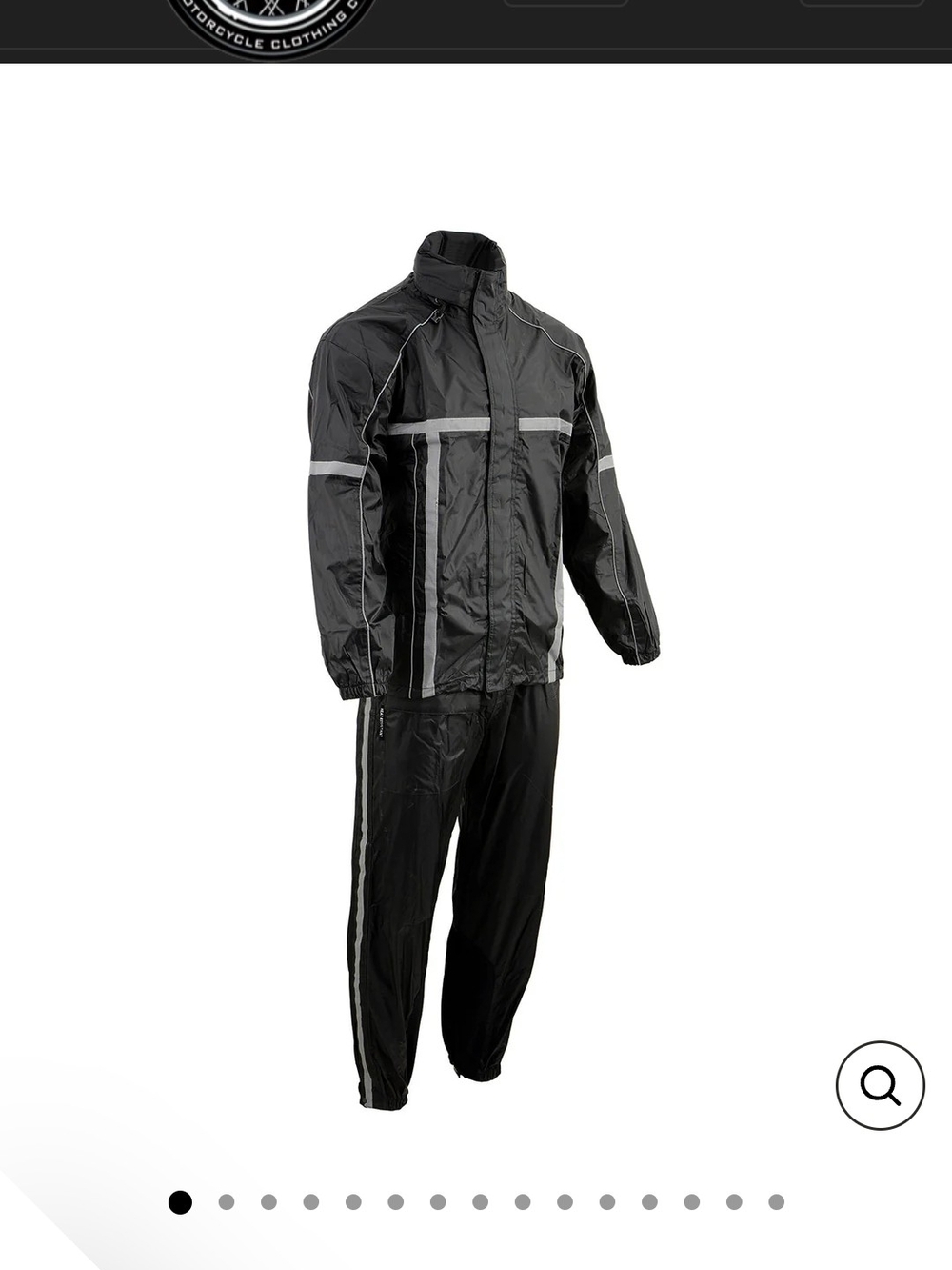 Men's Milwaukee motorcycle Black Raincoat And Pants with Reflective Piping